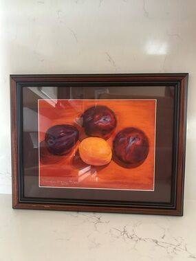 Still Life Fruit Art "Plums & Apricot" giclée print Wendy Harris